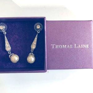 Thomas Laine Bridal Pearl and Crystal Drop Earring